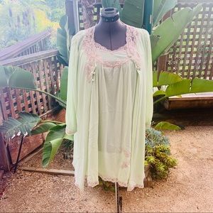 SOLD Vintage mint slip and robe set